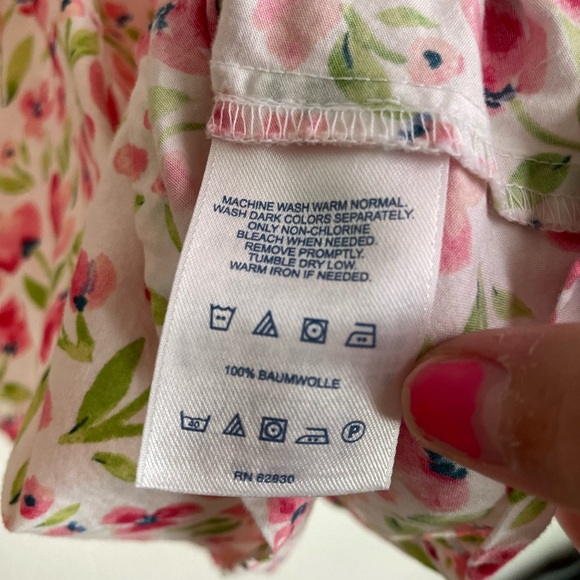 Lands' End Kids Dress with Pink and Green Floral Pattern 100%Baumwolle size 7 - Picture 4 of 7